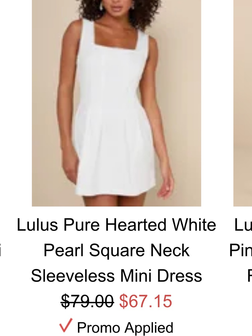 Lulu's White Square Neck Sleeveless Mini Dress